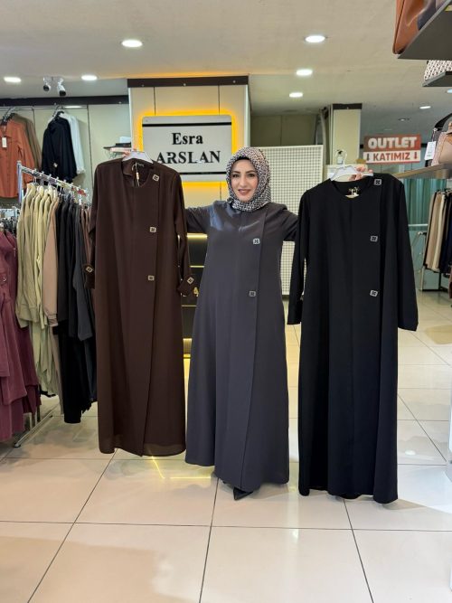 YANDAN DÜĞMELİ FERACE (SİYAH)
